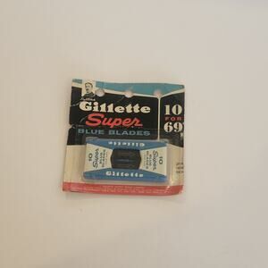 Vintage Gillette 10 Super Blue Blades Dispenser on card New, sealed